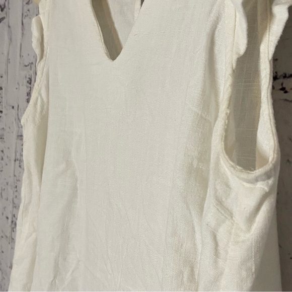 New In Linen Blend Flounce Shoulder Tank Top Size L - Picture 6 of 6